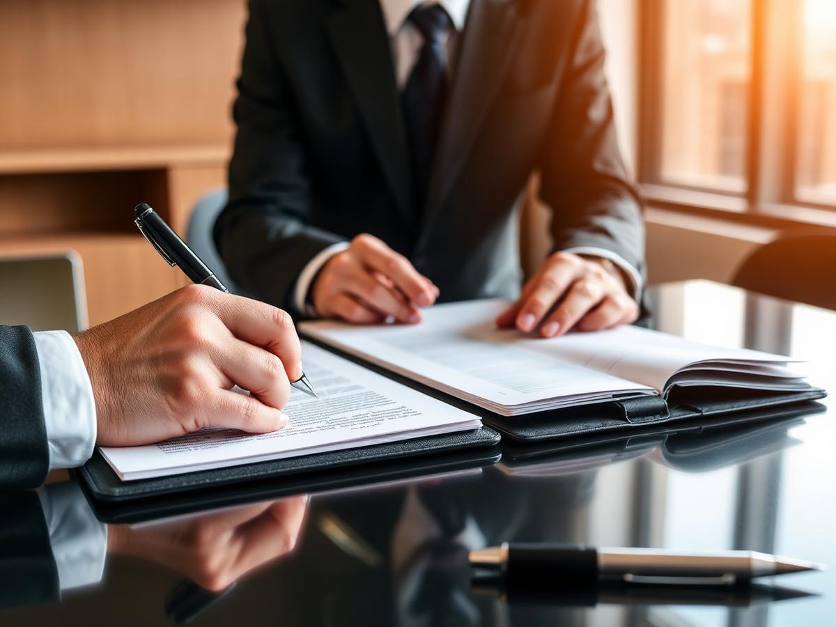 Firma de documentos en el despacho